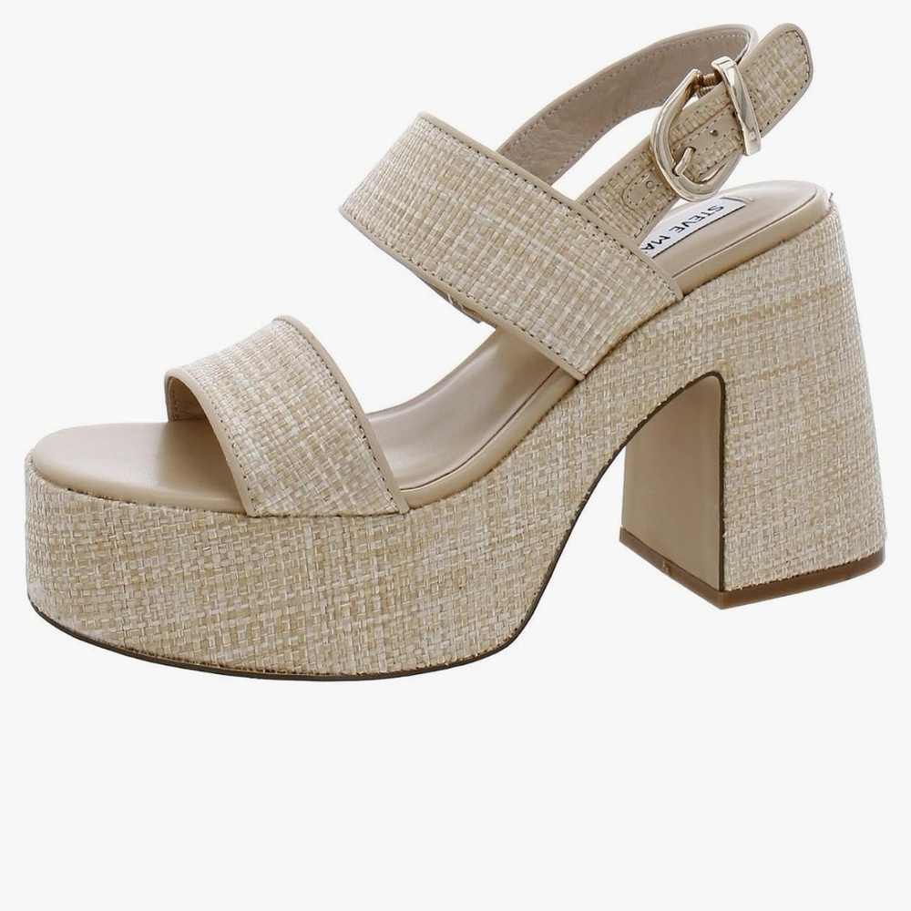Steve Madden Valory Woven Beige Platform Sandals